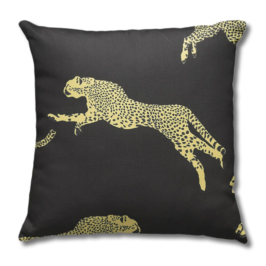 Leaping Cheetah Pillow | Black Magic
