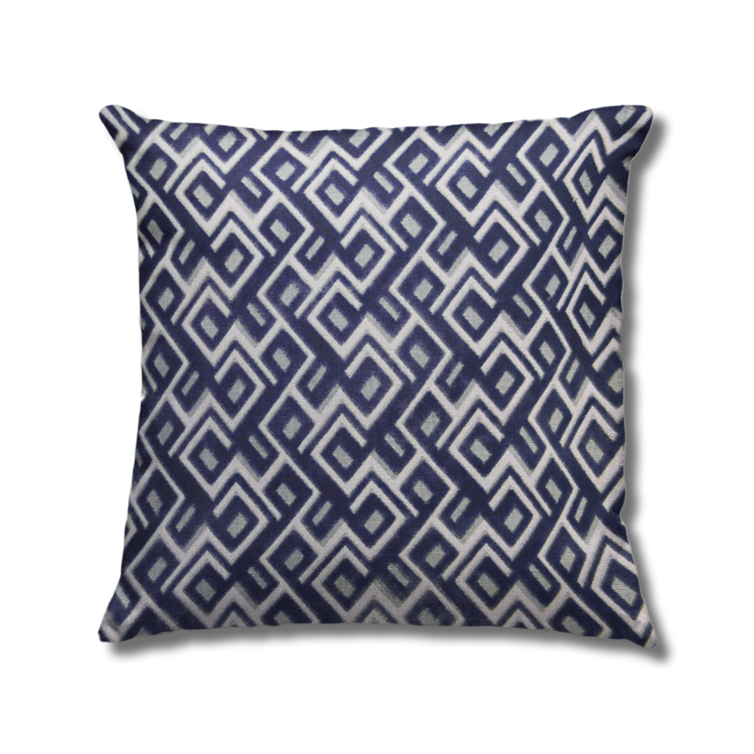 Anni Jacquard Velvet Pillow | Navy Blue Linen