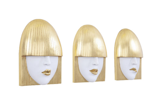 Fashion Faces Small White and Gold Wall Art Set