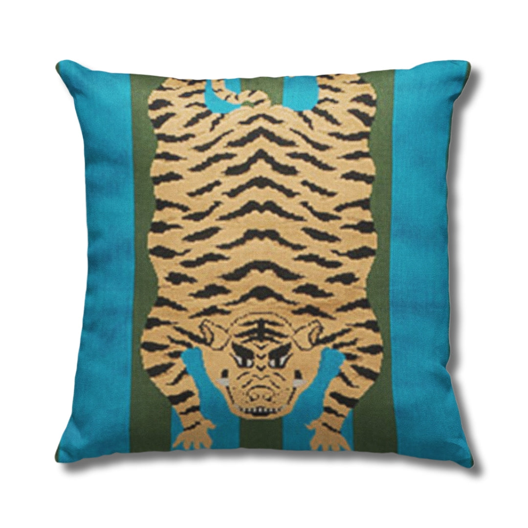 Tibetan Tiger Accent Pillow | Peacock & Olive