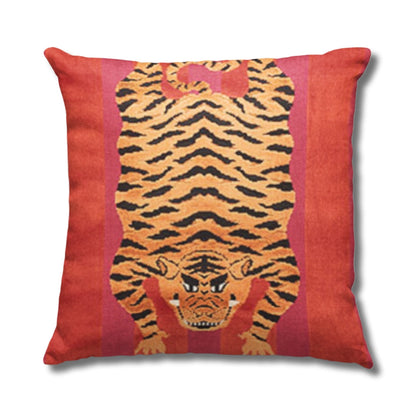 Tibetan Tiger Pillow | Red & Pink