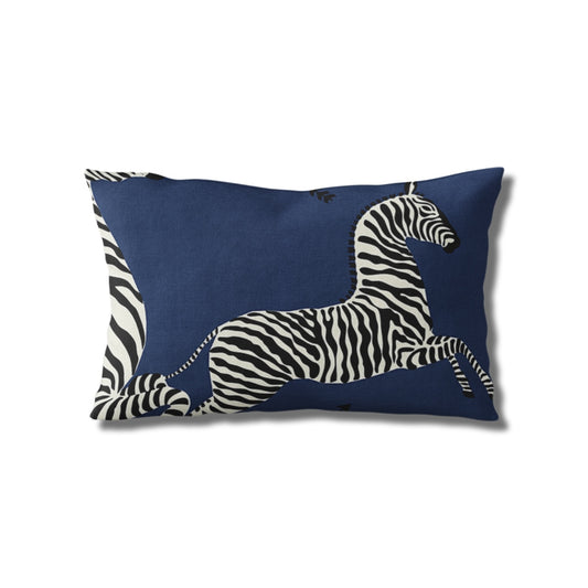 Zebras Outdoor Accent Pillow - Denim