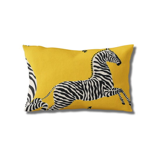 Zebras Outdoor Accent Pillow - Yellow