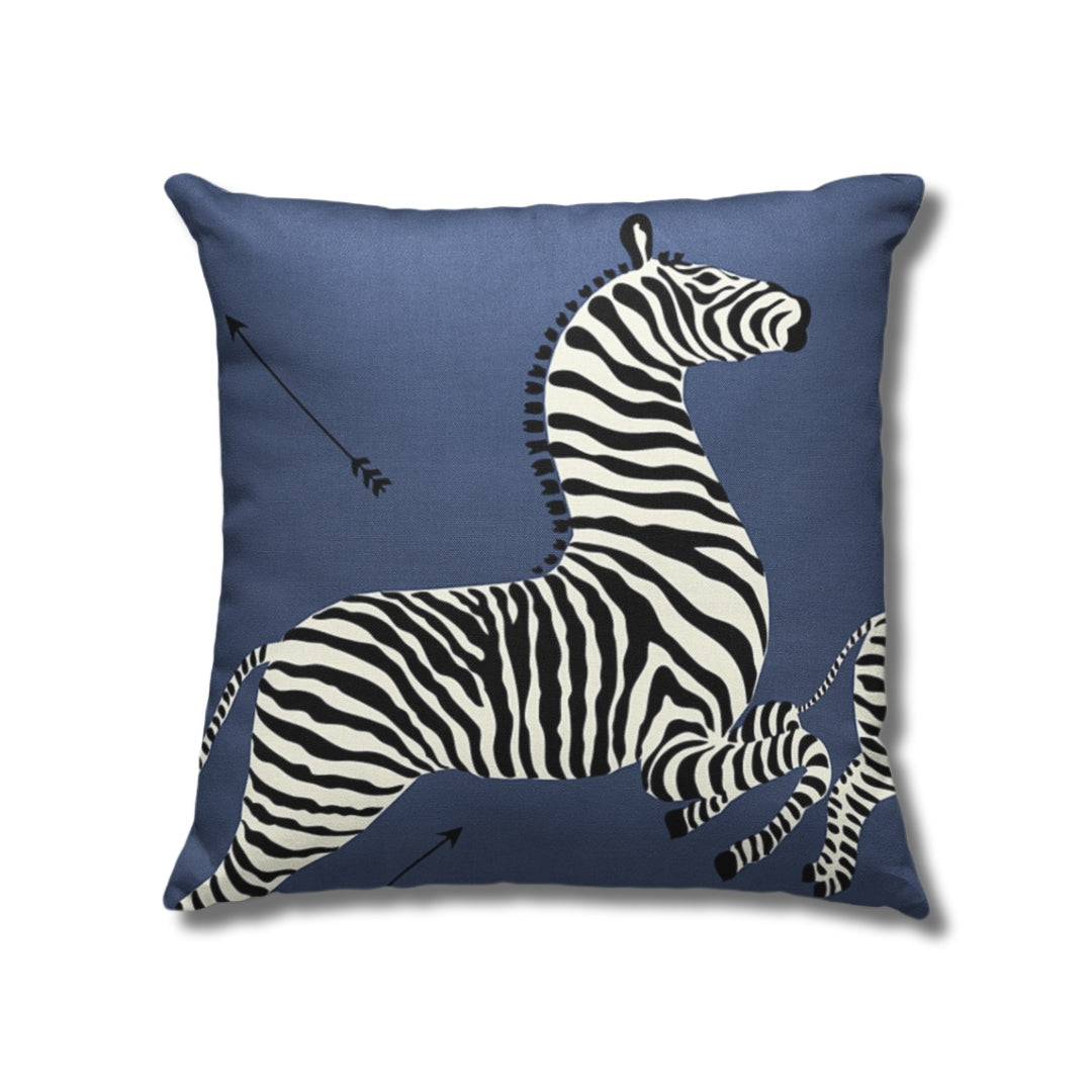 Zebras Outdoor Accent Pillow - Denim