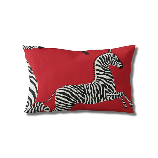 Zebras Outdoor Accent Pillow - Masai Red