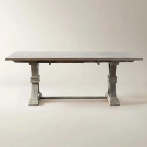 Extending dining table with removable leaves seats 6 to 10 guests