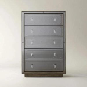 Five Drawer Chest with Mirrored Panels and Ring Pull Handles