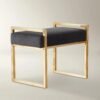 Accent Stool with Upholstered Seat and Metal Base
