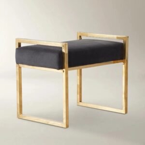 Accent Stool with Upholstered Seat and Metal Base