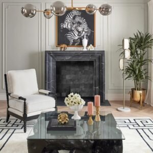 Coffee Table with Acacia Root Design and Resin Stone Finish