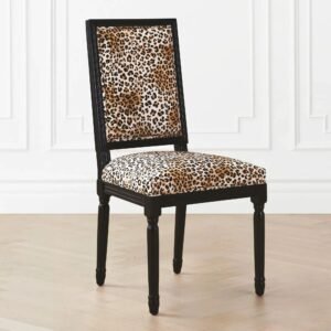 Dining Chair with Upholstered Seat and Fluted Wooden Legs