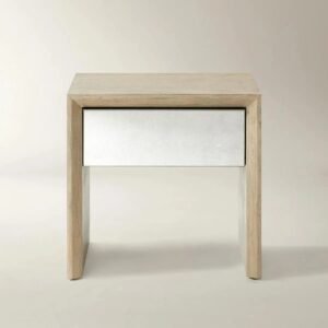 Nightstand with Mirrored Drawer Front and Soft-Close Storage