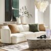 Curved Chenille Sofa with Triple Layer Cushions