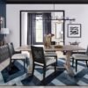 Extending dining table with removable leaves seats 6 to 10 guests