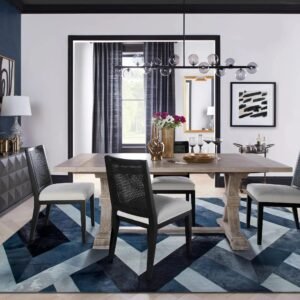Extending dining table with removable leaves seats 6 to 10 guests