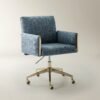 Desk chair with woven upholstery adjustable height metal base