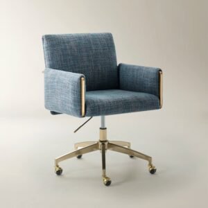 Desk chair with woven upholstery adjustable height metal base