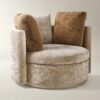 Accent Chair with Chenille Upholstery and Swivel Base