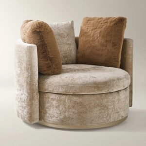 Accent Chair with Chenille Upholstery and Swivel Base