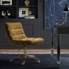 Desk chair with velvet upholstery adjustable height swivel base