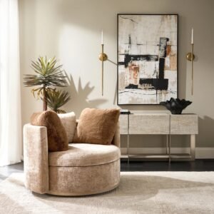Accent Chair with Chenille Upholstery and Swivel Base