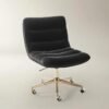 Desk chair with velvet upholstery adjustable height swivel base
