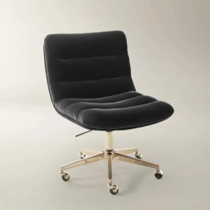 Desk chair with velvet upholstery adjustable height swivel base