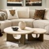 Coffee Table with Travertine Top and Ash Wood Base