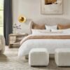 Pouf with Faux Fur Upholstery and Foam Cushioning