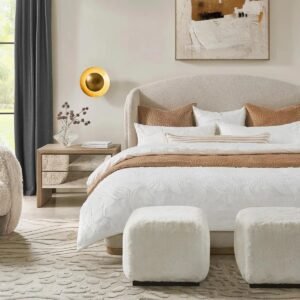 Pouf with Faux Fur Upholstery and Foam Cushioning