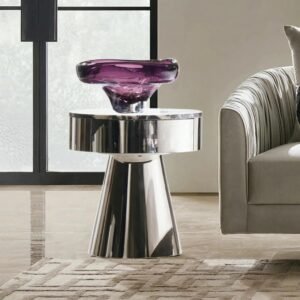 End Table with Marble Top and Soft-Close Storage Drawer