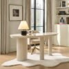 Lacquered desk with cylindrical base engineered wood frame