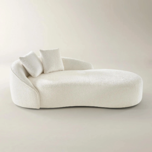 Chenille Chaise Lounge with Curved Design and Foam Cushioning