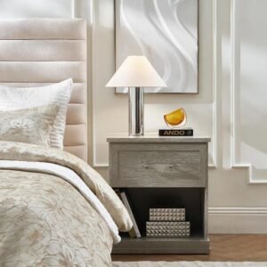 Nightstand with Storage Drawers and Acrylic Metal Handles
