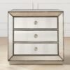 Three Drawer Chest with Mirrored Panels and Beaded Trim