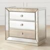 Three Drawer Chest with Mirrored Panels and Beaded Trim