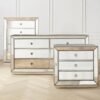 Three Drawer Chest with Mirrored Panels and Beaded Trim