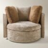 Accent Chair with Chenille Upholstery and Swivel Base