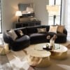 Modular Velvet Sectional Sofa with Curved Silhouette