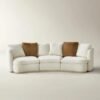 Curved Chenille Sofa with Triple Layer Cushions