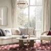 Curved Chenille Sofa with Triple Layer Cushions