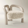 Accent Chair with Lacquered Frame and Faux Fur Cushion