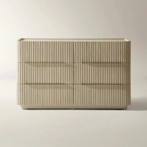 Six Drawer Dresser with Fluted Oak Front and Soft-Close Drawers