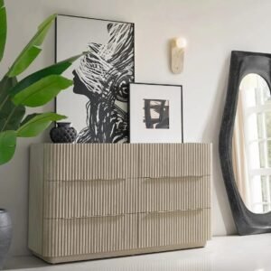 Six Drawer Dresser with Fluted Oak Front and Soft-Close Drawers