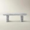 Dining table with marble look fiber concrete top large span