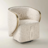 Accent Chair with Boucle Upholstery and Swivel Base