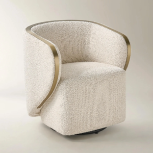 Accent Chair with Boucle Upholstery and Swivel Base