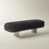 Bench with Faux Fur Upholstery and Rubberwood Base