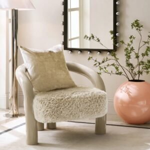 Accent Chair with Lacquered Frame and Faux Fur Cushion