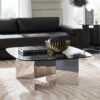 Coffee Table with Tempered Glass Top and Metal Base